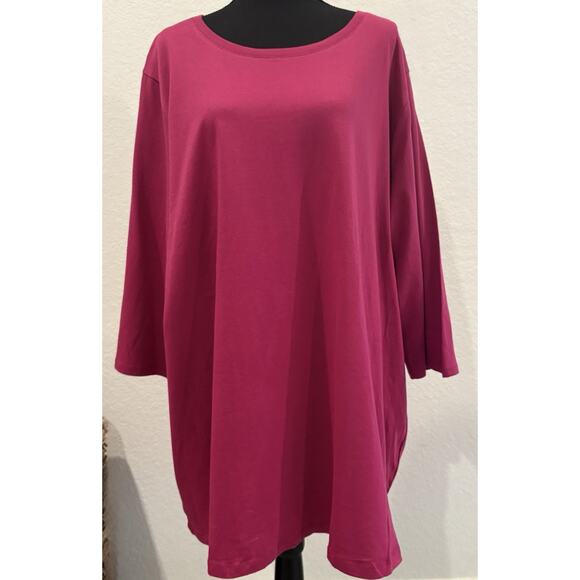 Woman Within Women’s Magenta 3/4 Sleeve Tunic Top Size 3X - Picture 1 of 4